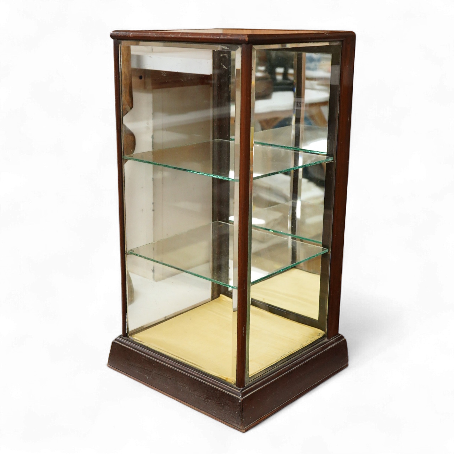 An early to mid 20th century glass display cabinet, 52cm